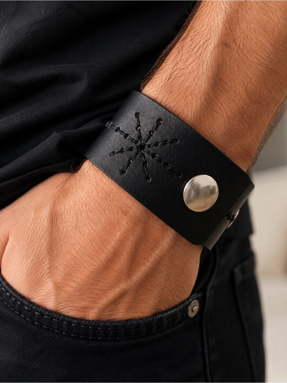 Men's Bracelet Nautical Nature Black Urban Snap